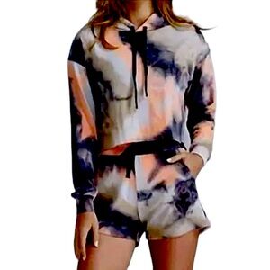 Noli Tie Dye Crop Hoodie Short Set